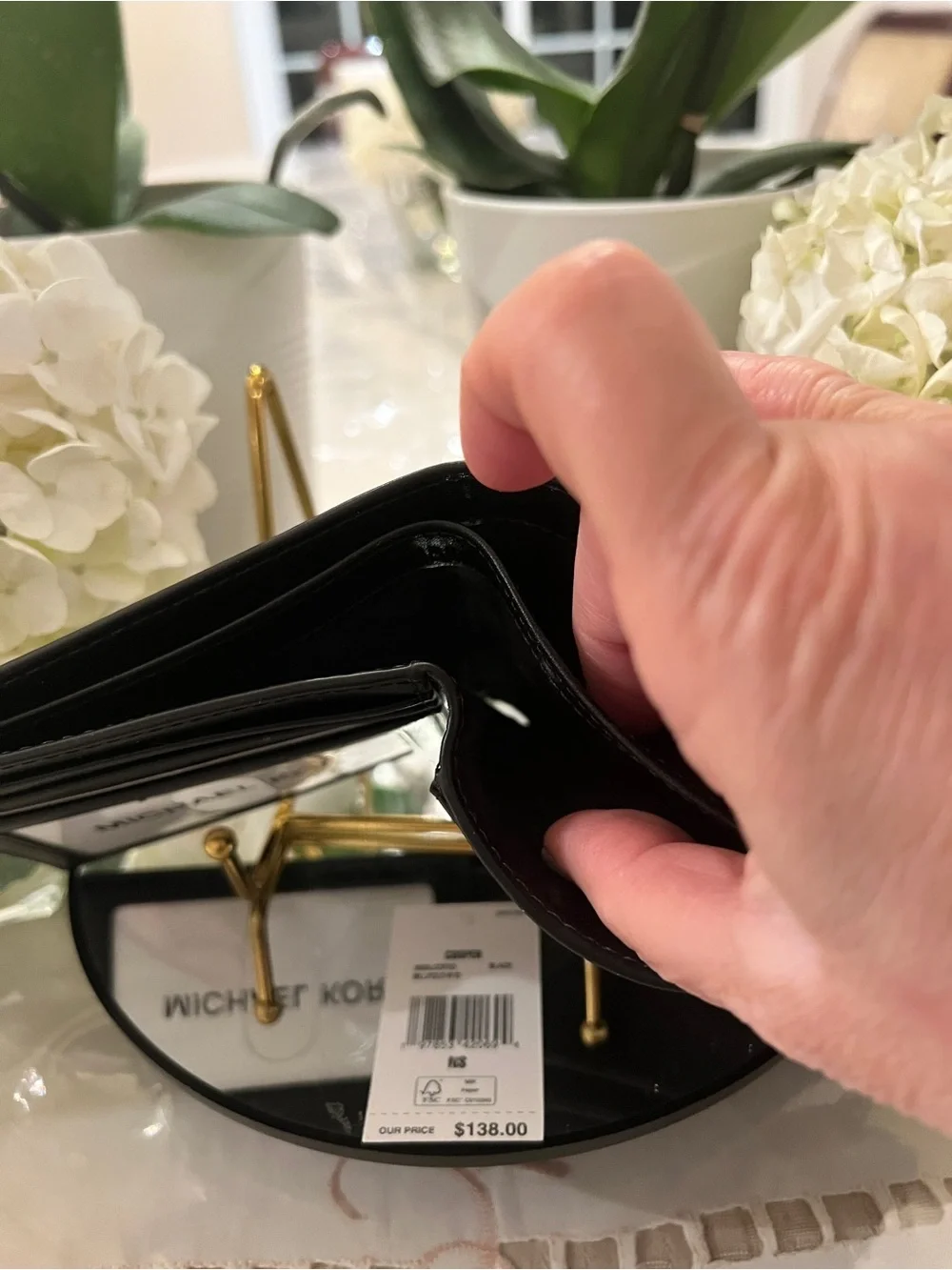 NWT Michael Kors Cooper Black Silver Ombre MK Logo Bifold Wallet $138 Retail